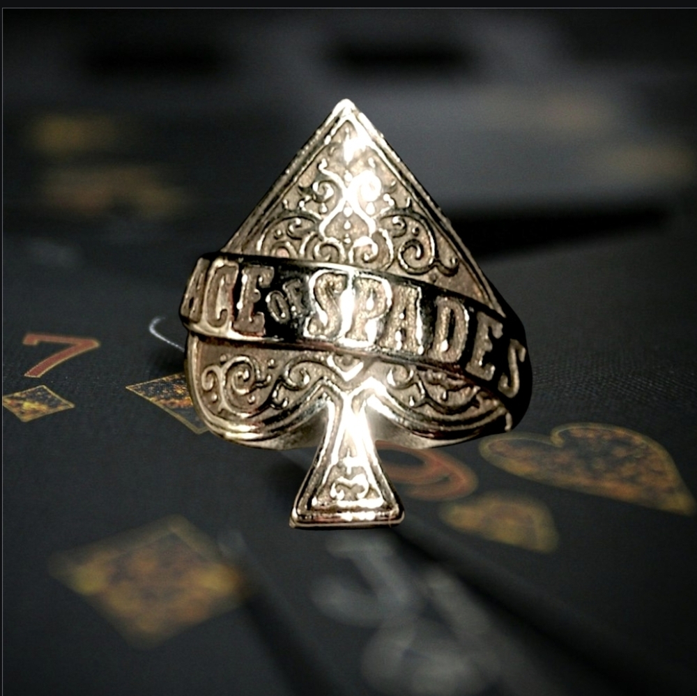 NEW Stainless Steel Silver Ace of Spades Ring